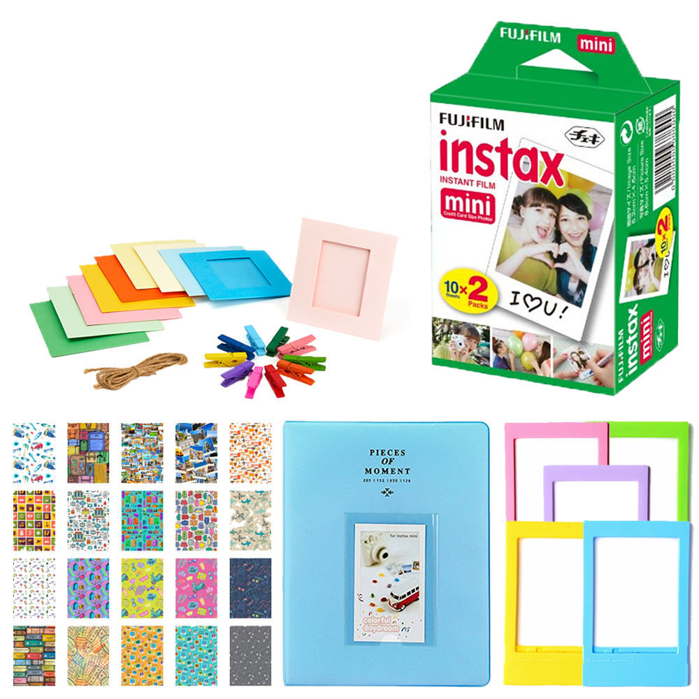 Fujifilm Instax Mini 9 Instant Camera – 10 Pack Accessory Camera Bundle –  20 Instax Film – Camera Case – Instax leather Album - 4 AA Rechargeable
