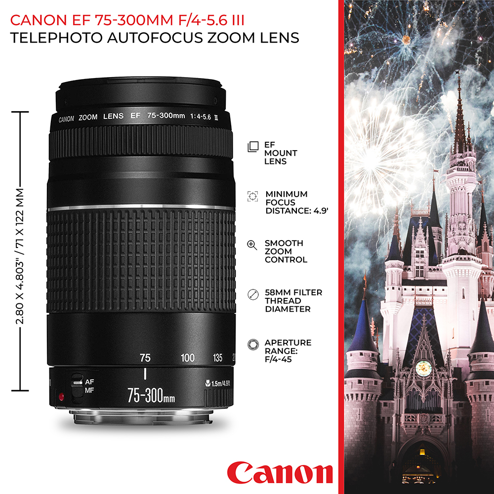 Photo4less Canon Ef 75 300mm F 4 5 6 Iii Telephoto Zoom Lens For Canon Slr Cameras