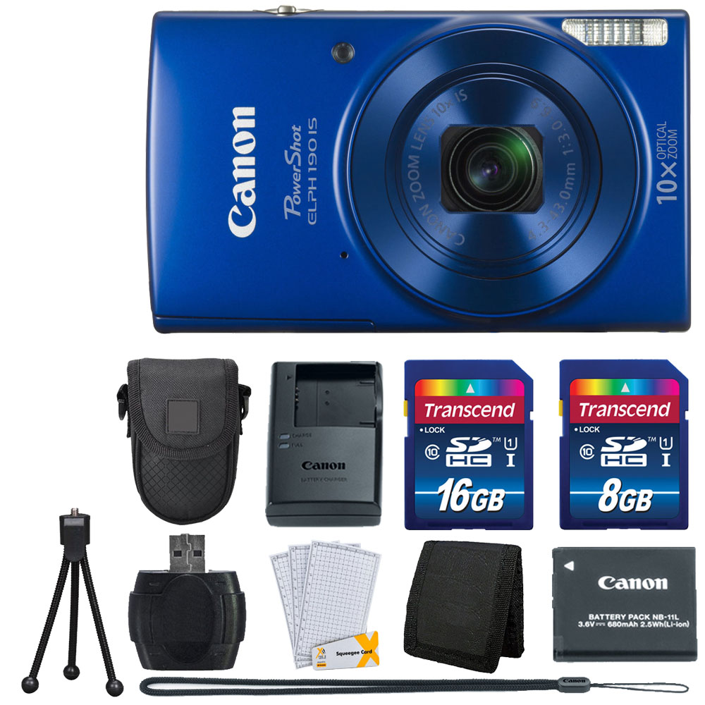  Canon PowerShot ELPH 190 Digital Camera w/ 10x Optical Zoom  and Image Stabilization - Wi-Fi & NFC Enabled (Blue) : Electronics