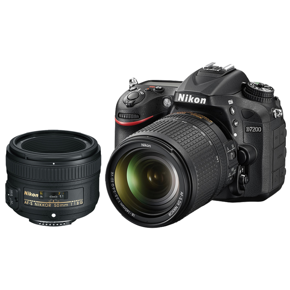 werkwoord Verdienen ketting Photo4Less | Nikon D7200 Digital SLR Camera w/ 18-140 VR + 50mm 1.8G AF-S  NIKKOR Lens Kit New