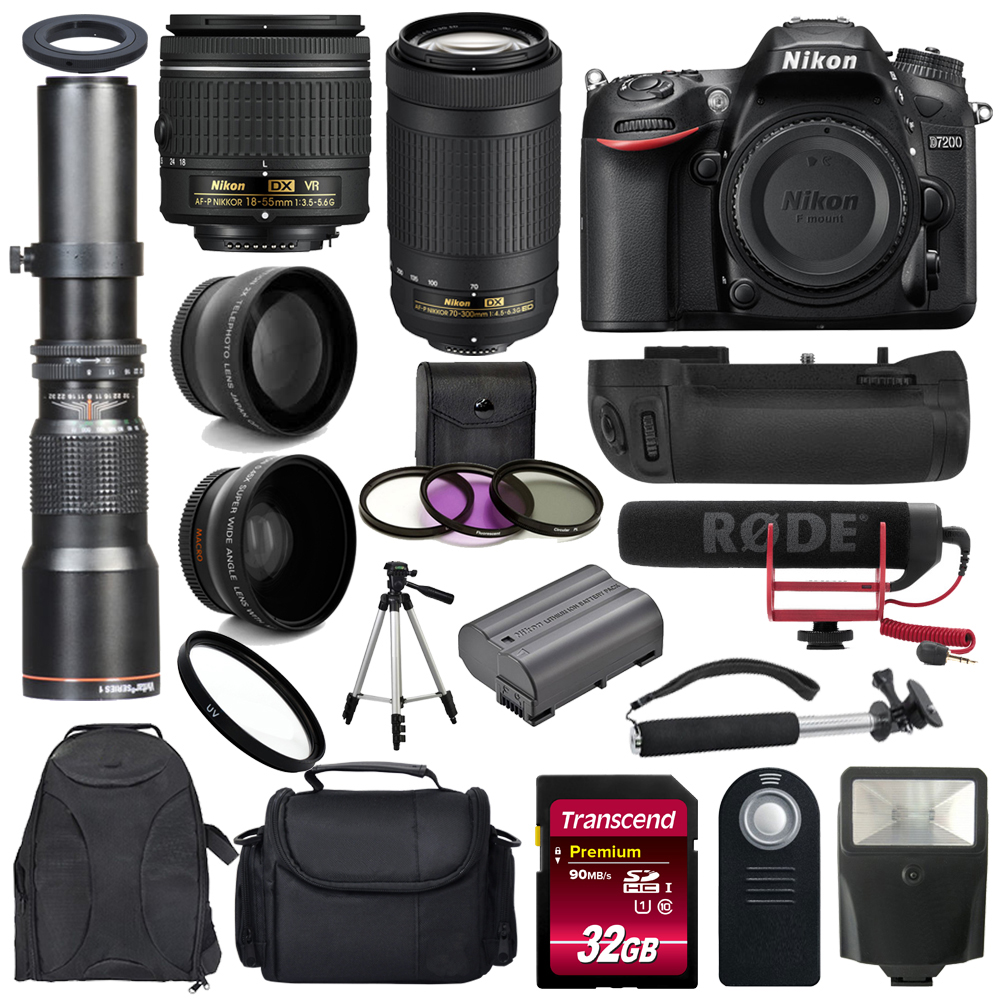 Nikon D500 DSLR Camera with AF-P 18-55mm VR + EXT BATT + 32GB + UV Filter  Bundle