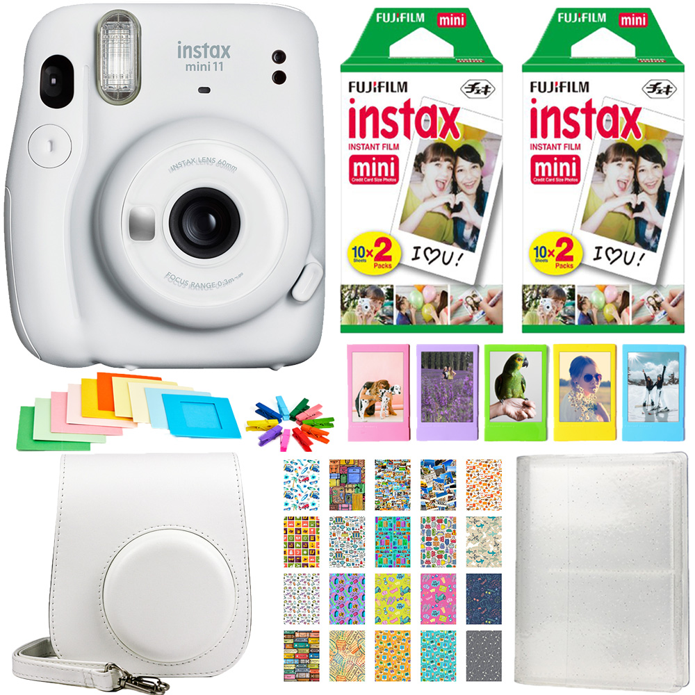 Dapperheid Verlaten speling Photo4Less | Fujifilm Instax Mini 11 Instant Camera - Ice White | 2 Twin Pack  Film | Frames | Case | Album | Stickers - Complete Kit