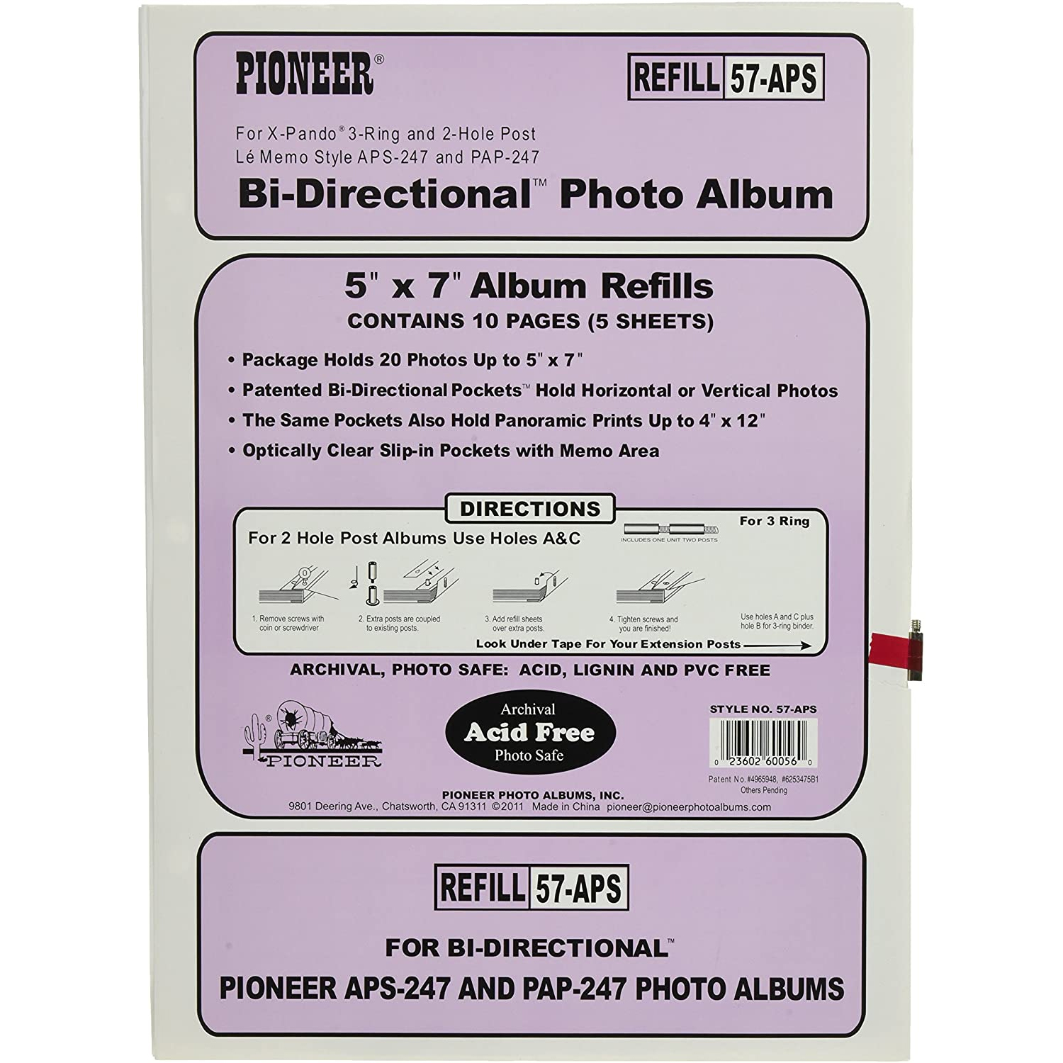 Pioneer Photo Albums 3-Ring Bi-Directional Memo Pocket Album, Black