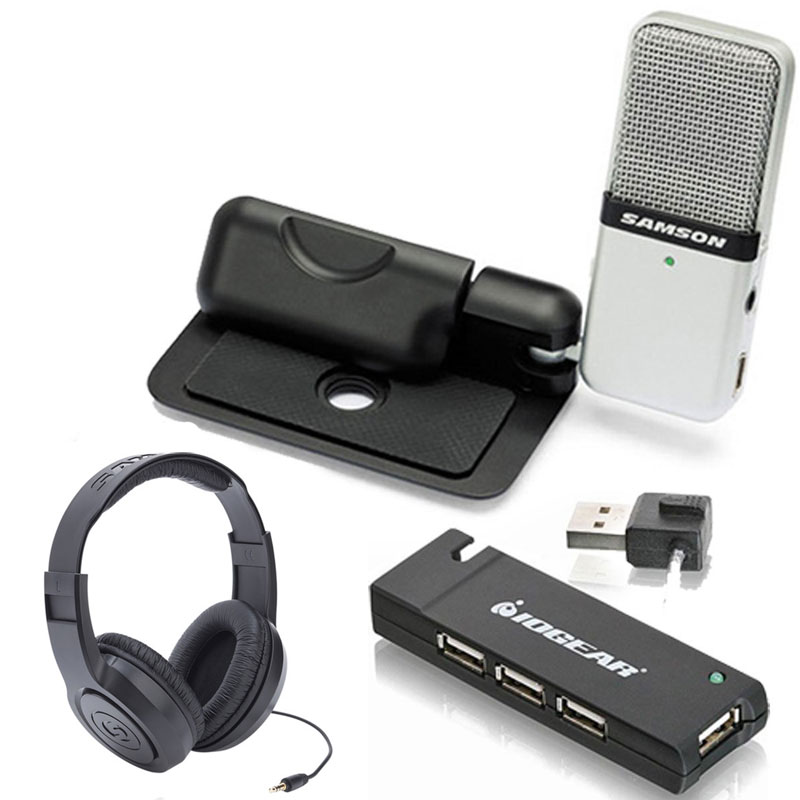 Photo4Less | Samson Go Mic Portable USB Microphone Bundle Headphones + IOGEAR 4-Port USB 2.0 Hub