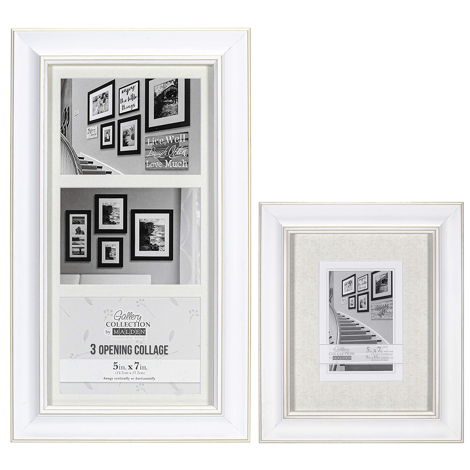 Malden International Designs 8x10 Matted To 5x7 White Picture Frame